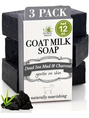 Natural Activated Charcoal Soap Bar Set for Face & Body - 3 Pack, Detox